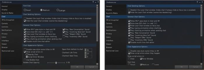 Niran has been re-working the Black Dragon Preferences floater, offering an approach to the tabs which matches the top-down flow seen within the Display options tab (click to enlarge)