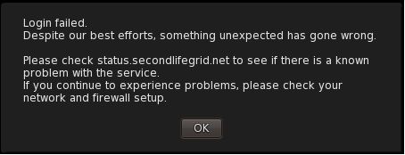A typical error message displayed when the log-in failure occurs