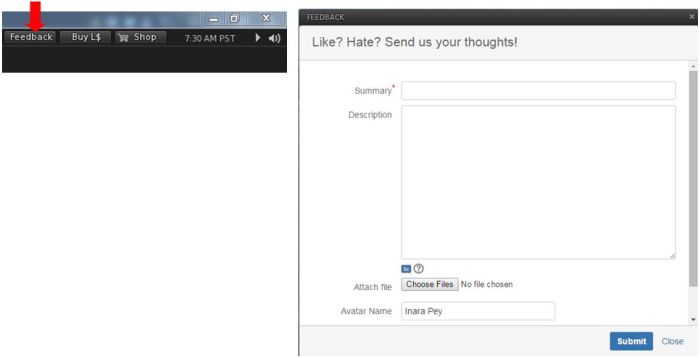 The Feedback option in Catznip R10