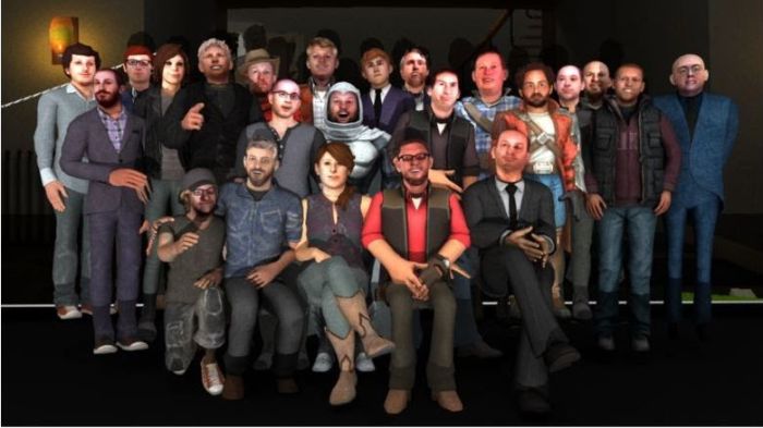 High Fidelity's staff group photo using scans of their own hair and faces (image: High Fidelity)