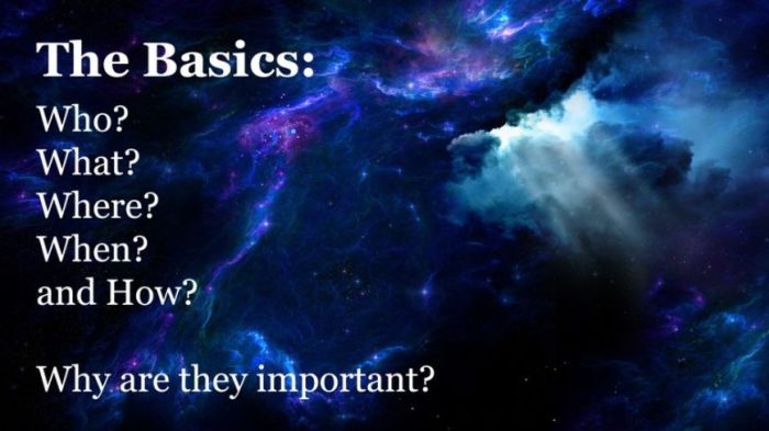 Who what where when how