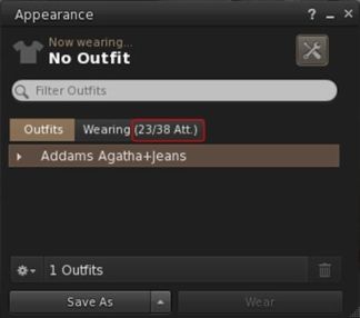 New attachment count in Avatar > Appearance > Wearing tab
