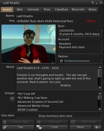 Latif's profile, March 4th, 2016, as updated by his SL partner Kr
