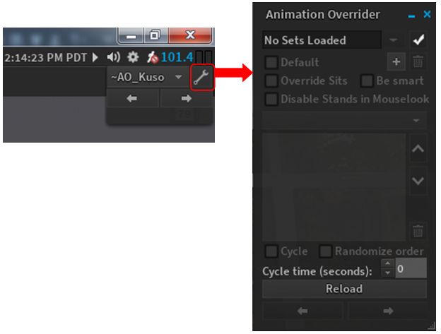 The client-side AO floater - minimised (l) and expanded (r)