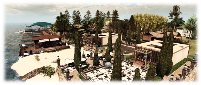 Holly Kai Park: the revised garden area with two studio, terrace and beach