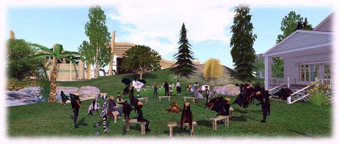 The Content Creation User Group has re-formed out of the Bento User Group, and is held at the Hippotropolis Camp Fire Circle. Imp costumes entirely optional :D . 