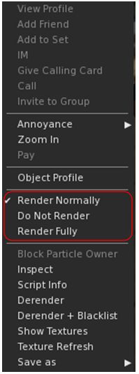 Setting an individual avatar's rendering in your view