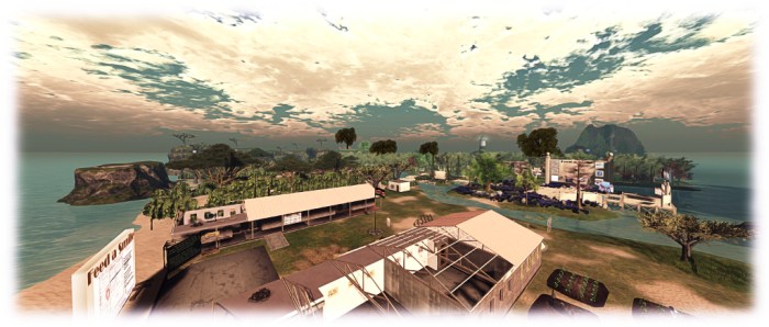 Feed A Smile in Second Life - in the foreground is a model (by RAG Randt) of the school in Nakuru, Kenya, Live and Learn Kenya (LLK) are building