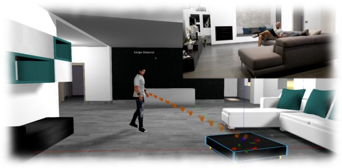 Sergio designing his physical world home in SL - from the comfort of his physical world home, inset). Image courtesy of Draxtor Despres / Sergio Delacruz