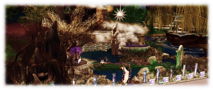 The Fantasy Faire location seen under night-time lighting