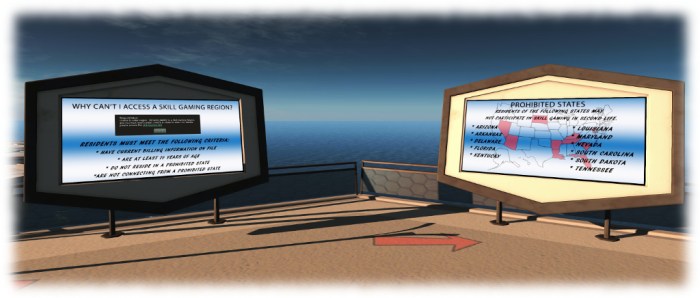The Learn section of the Gaming Islands provide information on what is required to enter Skill Gaming regions (together with step-by-step instructions on ensuring the criteria is correct), and why, even if the SL criteria are met, some users may still not be allowed to access the regions