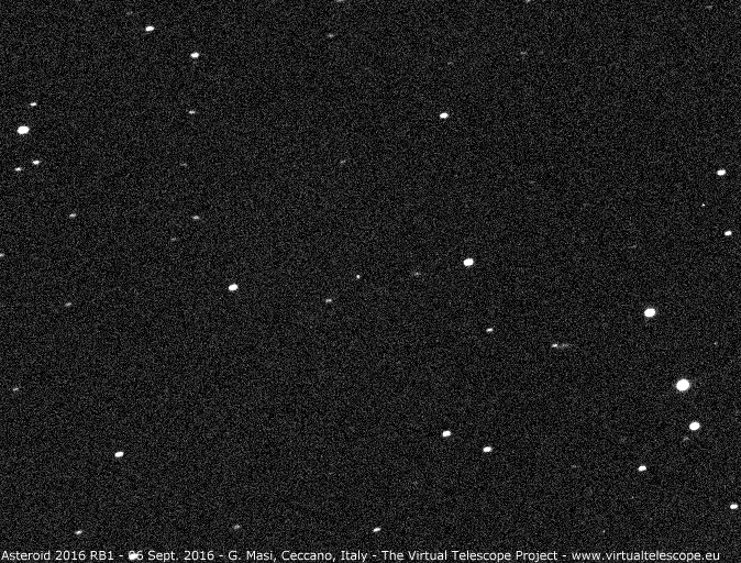 An animation of asteroid 2016 RB1 from images obtained by the Virtual Telescope Project on September 6, 2016. Credit: Gianluca Masi/Virtual Telescope Project.