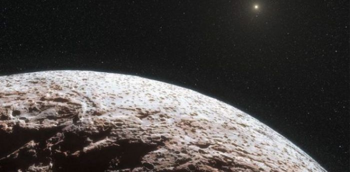 An artist's impression of how the Sun appears when seen from orbit around Pluto - 2014 UX224 is more than time the distance of Pluto from the Sun. Credit: ESO/L. Calçada/Nick Risinger