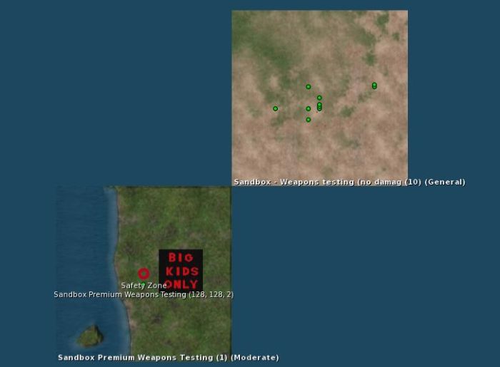 The new Premium Weapons Testing Sandbox on the world map