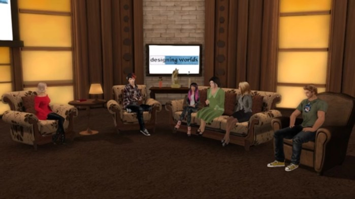 Gentle Heron, second from the right encountered a Radegast Voice installation during the recording of a Designing Worlds special. Credit: Beq Janus