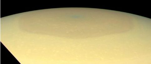 Saturn's northern hexagonal storm as images in true colours by Cassini in September 2016. Credit: NASA/JPL / Space Science Institute / Hampton University