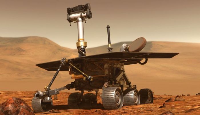 NASA's MER rover, Spirit (MER-A) and Opportunity (MER-B) arrived on Mars in January 2004, and Opportunity continues to explore the planet today. Credit: NASA / JPL