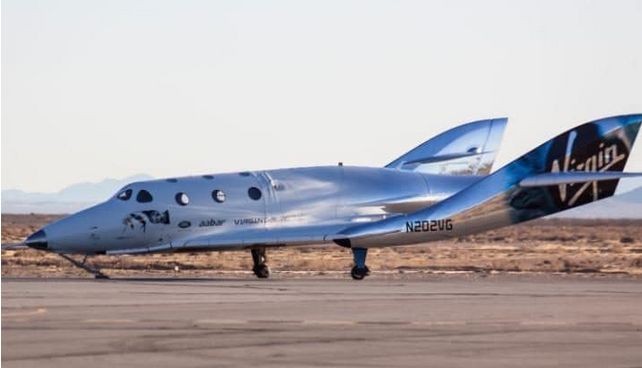 VSS Unity comes to rest on the runway after a successful first first flight test. Credit: Virgin Galactic