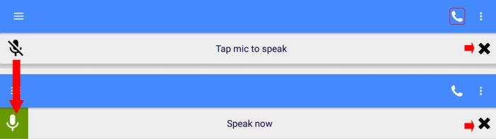 The open / close device microphone bar as it appears in either state on the open chat, 3D world view or IM chat screens in Lumiya