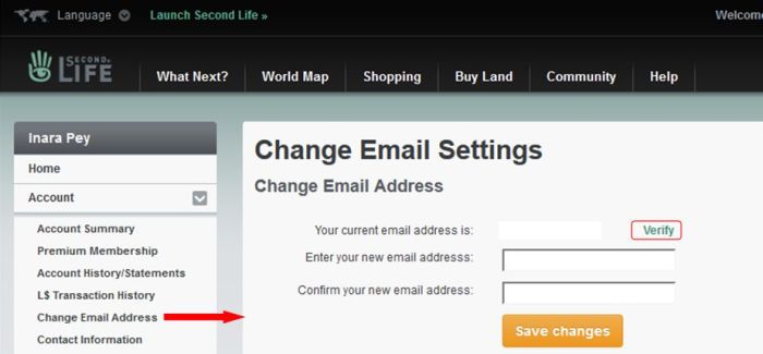 The Verify link will allow you to have your current e-mail address verified