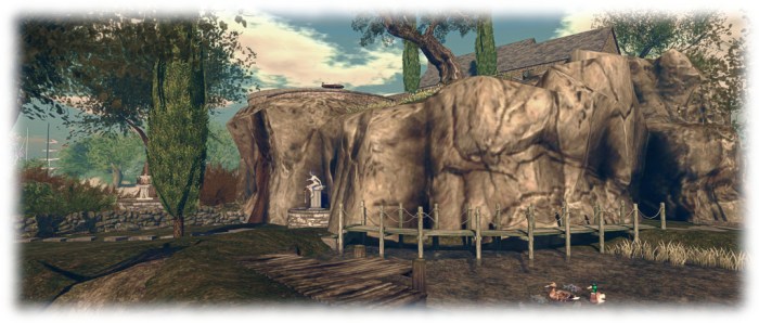 The base of the cliffs - retaining the pond