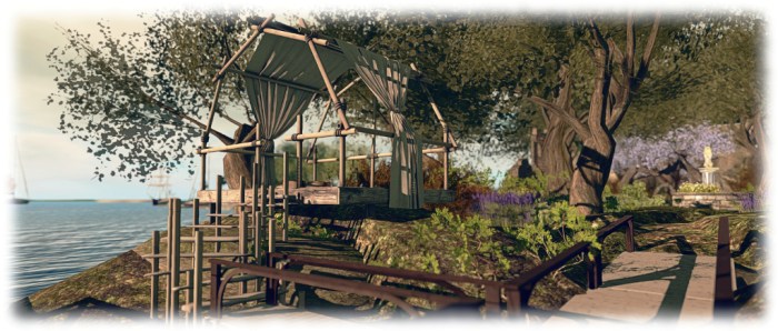 The Trompe Loeil Outdoor Hangout makes a nice vantage point to watch passing boats
