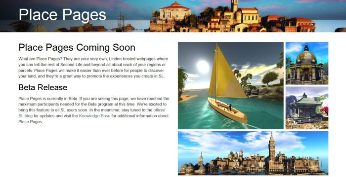 Second Life Places Beta Page
