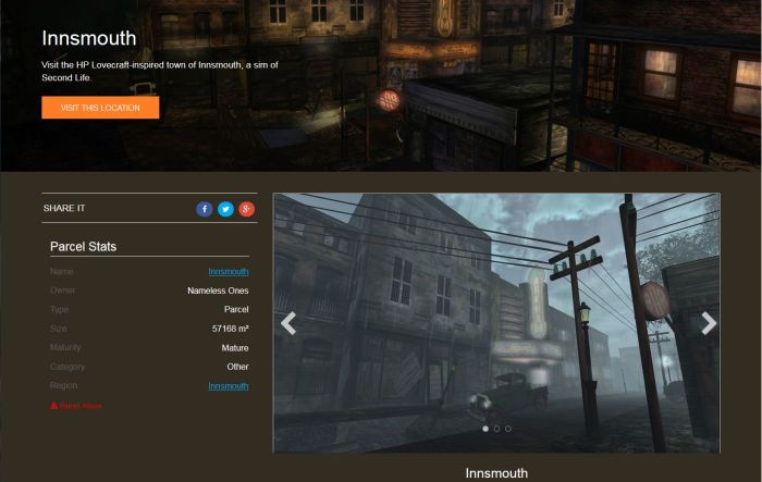 A part of the Places page set-up by the Lab for the Innsmouth role-play community